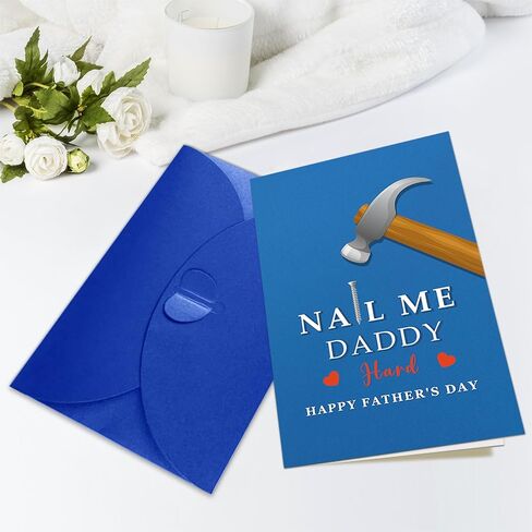 JUESMOS Funny Fathers Day Card for Husband Boyfriend Fiance Him Naughty Father’s Day Greeting Card from Wife Girlfriend Spouse Drill Me Daddy Hard Romantic Husband Gifts Cards with Envelope in Kuwait