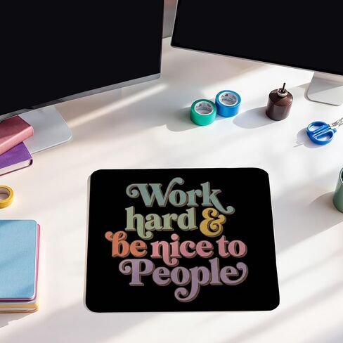 Inspirational Black Mouse Pad - Retro Motivational Mental Health Square Mousepad for Boss Lady Women, Non-Slip Rubber Base with Stitched Edge, Coworker Gifts 7.9x9.5 Inches in Kuwait