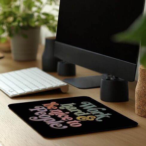 Inspirational Black Mouse Pad - Retro Motivational Mental Health Square Mousepad for Boss Lady Women, Non-Slip Rubber Base with Stitched Edge, Coworker Gifts 7.9x9.5 Inches in Kuwait