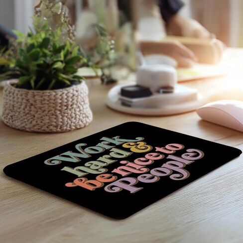 Inspirational Black Mouse Pad - Retro Motivational Mental Health Square Mousepad for Boss Lady Women, Non-Slip Rubber Base with Stitched Edge, Coworker Gifts 7.9x9.5 Inches in Kuwait