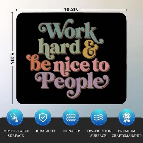 Inspirational Black Mouse Pad - Retro Motivational Mental Health Square Mousepad for Boss Lady Women, Non-Slip Rubber Base with Stitched Edge, Coworker Gifts 7.9x9.5 Inches in Kuwait