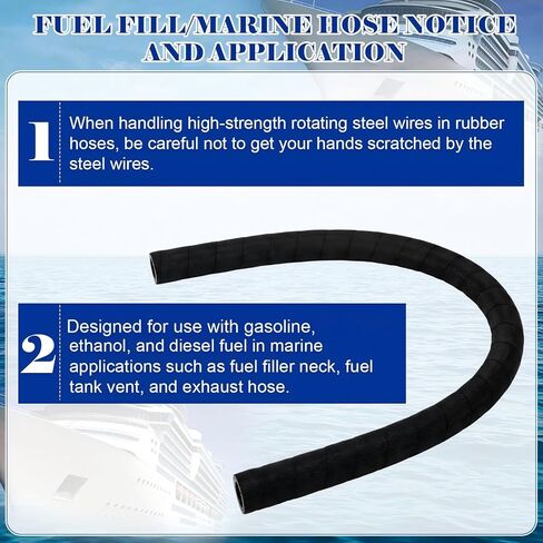 2 Pack Marine Fuel Fill & Exhaust Hose, 1.5" ID 48" Length PVC Flexible Hose, Heavy Duty for Boat Fuel Filler Neck & Exhaust System for Marine Applications in Saudi Arabia