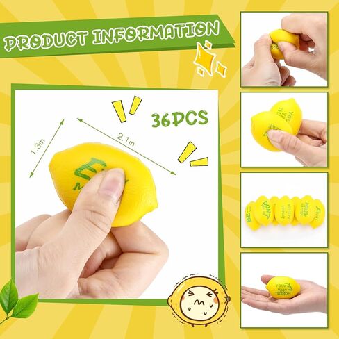 Jerify 36 Pieces Motivational Lemon Stress Balls Party Favors Mini Foam Inspirational Toys Lemons Relieve Balls Gifts for Home Carnival Party Bag Fillers Employee Coworkers Team in Saudi Arabia