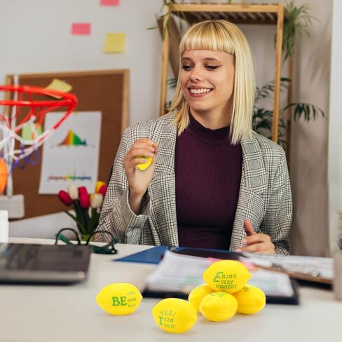 Jerify 36 Pieces Motivational Lemon Stress Balls Party Favors Mini Foam Inspirational Toys Lemons Relieve Balls Gifts for Home Carnival Party Bag Fillers Employee Coworkers Team in Saudi Arabia