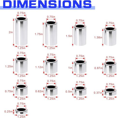 13 Pcs, 3/4" ID 1-1/8" OD Universal Wheel Axle Spacer Kit for Harley Touring Dyna Custom Bobbers Softail Sportster V-Rod Electra Glide Sportster 883 1200 Models in Saudi Arabia