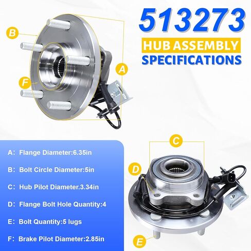 2 x 513273 Front Wheel Bearing Hub Assembly with 5 Lug ABS Compatible with VW Routan 2009-2014, Fit for Chrysler Town & Country 2008-2016, Fit for Ram C/V 2012-2015 in Kuwait