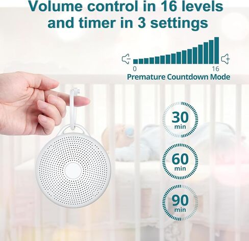 Portable White Noise Machine, 24 Soothing Sounds, 3 Timer Settings with Night Light, Child-Friendly Battery Powered Sound Machine Gift for Children/Kindergarten/Sleep/Yoga/Baby Sleep in Kuwait
