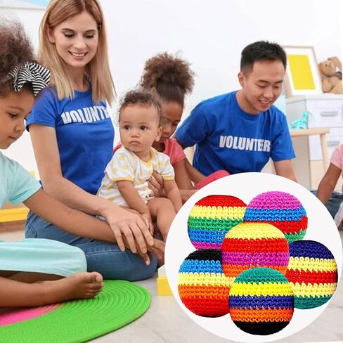 6 PCS Hacky Footbag Sack Set, Colorful Handmade Knitted Kick Balls, Sand Filled Durable Cotton Juggling Toss Bags for Kids Adults, Outdoor Games, Playground, Party & Travel in Kuwait