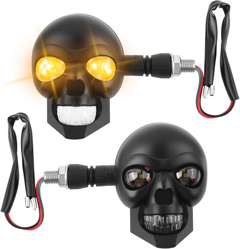 Skull Head LED Motorcycle Turn Signals, 2PCS, 12V | High Brightness, Universal M10 Thread, For Car Decorations & Lighting, Motorcycle Blinkers in Saudi Arabia