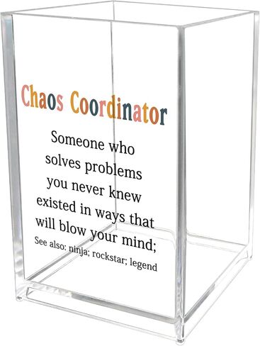 Chaos Coordinator Gifts for Women Men Office Easter Mothers Day Appreciation Gifts for Mom Boss Lady Manager Coworker Teacher Assistant Leader Boss Gift Chaos Coordinator Acrylic Pen Holder in Saudi Arabia