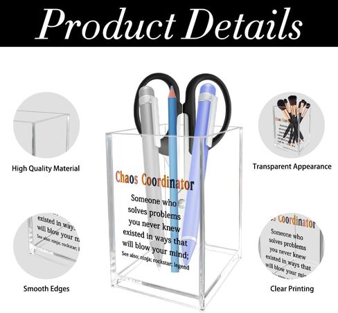 Chaos Coordinator Gifts for Women Men Office Easter Mothers Day Appreciation Gifts for Mom Boss Lady Manager Coworker Teacher Assistant Leader Boss Gift Chaos Coordinator Acrylic Pen Holder in Saudi Arabia