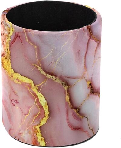 Pencil Holder for Desk, Pink Marble Gold Veins Pen Organizer, Makeup Art Supply Cup Holder, Leather Desk Organizer Accessories Decor for Office, School, Home in Saudi Arabia