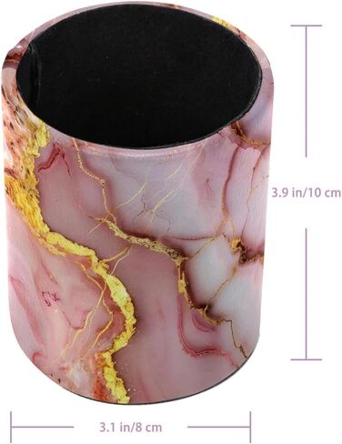 Pencil Holder for Desk, Pink Marble Gold Veins Pen Organizer, Makeup Art Supply Cup Holder, Leather Desk Organizer Accessories Decor for Office, School, Home in Saudi Arabia
