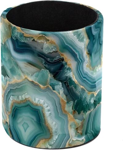 Pencil Holder for Desk, Pink Marble Gold Veins Pen Organizer, Makeup Art Supply Cup Holder, Leather Desk Organizer Accessories Decor for Office, School, Home in Saudi Arabia