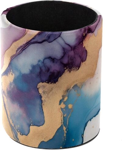 Pencil Holder for Desk, Pink Marble Gold Veins Pen Organizer, Makeup Art Supply Cup Holder, Leather Desk Organizer Accessories Decor for Office, School, Home in Saudi Arabia