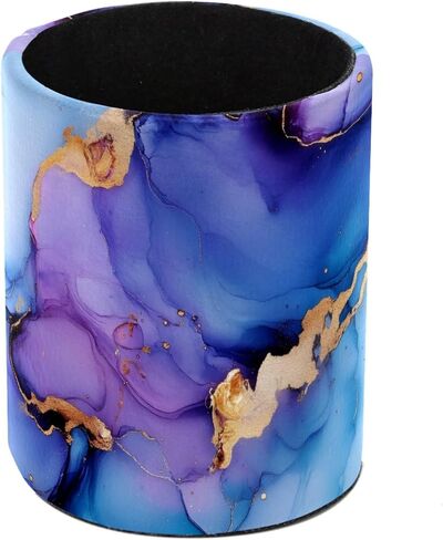 Pencil Holder for Desk, Pink Marble Gold Veins Pen Organizer, Makeup Art Supply Cup Holder, Leather Desk Organizer Accessories Decor for Office, School, Home in Saudi Arabia