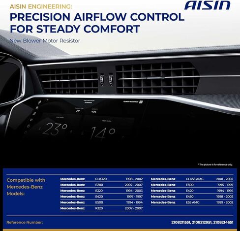 AISIN AFTERMARKET BMRMB-00193 مقاوم محرك منفاخ HVAC - متوافق مع Mercedes-Benz E280 2007، E300 1995-1999، E320 1994-2003، E420 1994-1995 1997-1999، E430 1998-2002، E500 1994 1997 2002 in Kuwait