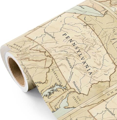 WRAPAHOLIC Vintage World Map Wrapping Paper Roll - Mini Roll - 17 Inch x 16.5 Feet - Antique Retro Wrapping Paper with World Map Design for Birthday, Travel Lovers, Graduation, Father's Day in Kuwait