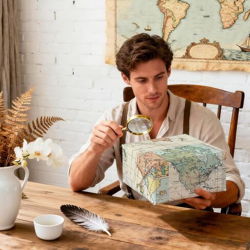WRAPAHOLIC Vintage World Map Wrapping Paper Roll - Mini Roll - 17 Inch x 16.5 Feet - Antique Retro Wrapping Paper with World Map Design for Birthday, Travel Lovers, Graduation, Father's Day in Kuwait
