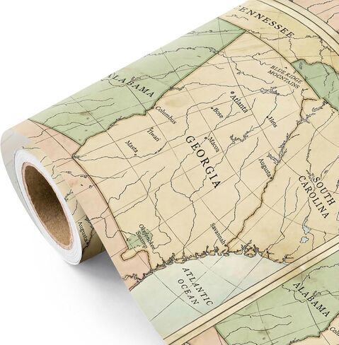 WRAPAHOLIC Vintage World Map Wrapping Paper Roll - Mini Roll - 17 Inch x 16.5 Feet - Antique Retro Wrapping Paper with World Map Design for Birthday, Travel Lovers, Graduation, Father's Day in Kuwait