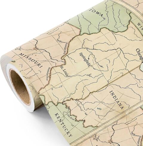 WRAPAHOLIC Vintage World Map Wrapping Paper Roll - Mini Roll - 17 Inch x 16.5 Feet - Antique Retro Wrapping Paper with World Map Design for Birthday, Travel Lovers, Graduation, Father's Day in Kuwait
