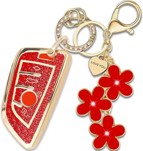 White TPU Key Fob Cover with Sakura Flower Keychain Compatible with BMW X5 X3 X1 X2 X4 X6,BMW 2 4 5 6 7 M8 M5 M4 M3 M2 840i 430i 4-Button Smart Key for Women in Saudi Arabia