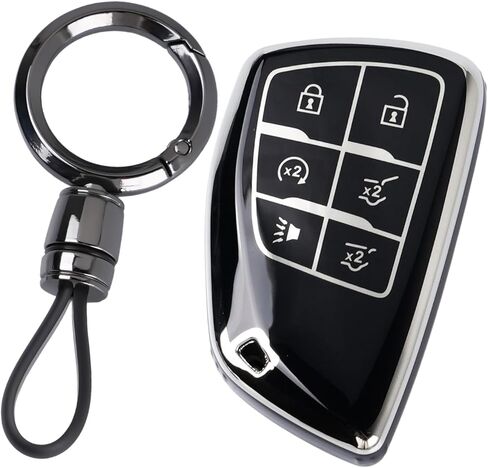WJS Key Fob Cover, Car Key Case Shell Protector Compatible with 2021-2026 Chevy Tahoe Suburban Equinox Traverse Terrain GMC Yukon Denali Silverado Buick Envision (Black) in Saudi Arabia