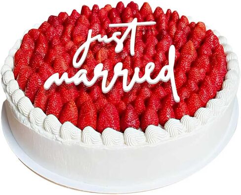 Acrylic Wedding Cake Topper - Elegant Vintage Heart Design for Bride & Groom - Just Married Cake Decor, Funny Wedding Cake Decoration (just married white) in Saudi Arabia