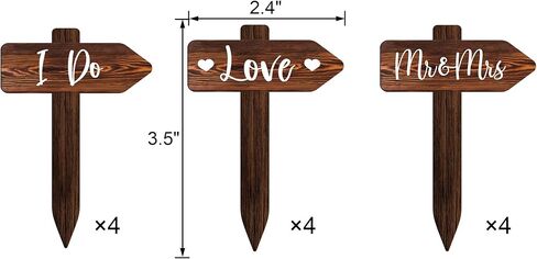 12 PCS Wedding Cupcake Toppers in Wood Rustic Wedding Cake Decoration in Saudi Arabia