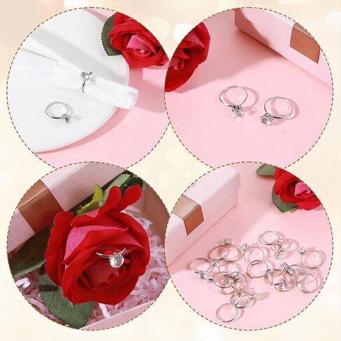 80PCS Fake Diamond Ring, Adjustable Wedding Rings for Bridal Shower Engagement Ring for Table Decorations, Party Game Supply, Favor Accents, Cupcake Toppers in Kuwait