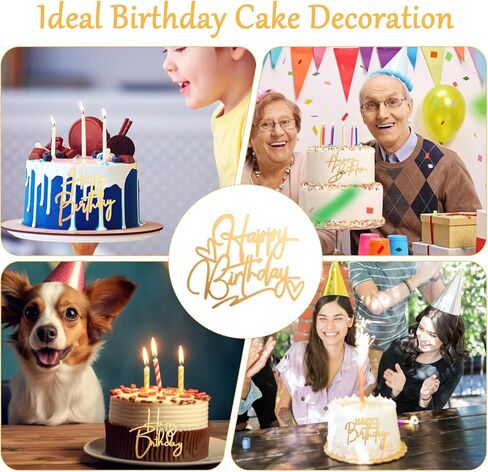 12 Pcs Happy Birthday Cupcake Toppers, Acrylic Cake Topper Sign Mini Cakes Supplies Cupcake Gold Happy Birthday Decoration for Celebrating Birth Born Theme Party in Saudi Arabia