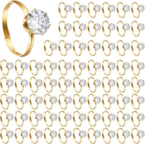 80PCS Fake Diamond Ring, Adjustable Wedding Rings for Bridal Shower Engagement Ring for Table Decorations, Party Game Supply, Favor Accents, Cupcake Toppers in Kuwait
