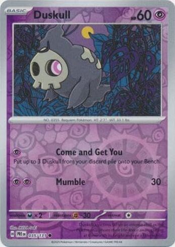Pokemon - Duskull 035/131 Prismatic Evolutions – Reverse Foil Single Card in Kuwait