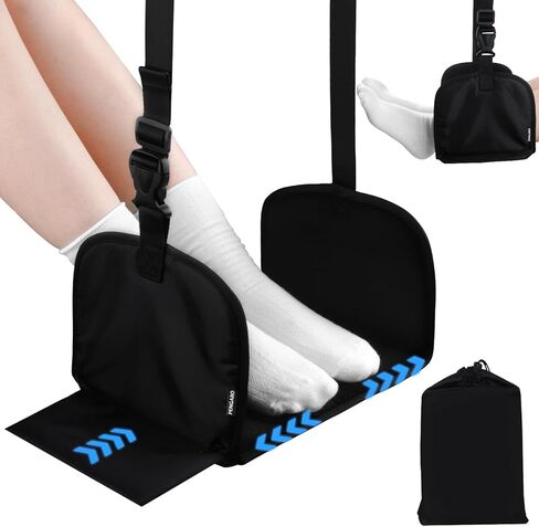 Airplane Foot Rest, Widen Travel Foot Hammock Memory Foam Plane Footrest to Relieve Feet Soreness, Airplane Foot Hammock for Long Haul Airplane Travel Car Train Office Long Flights Essentials in Saudi Arabia