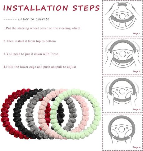 غطاء عجلة قيادة السيارة المنفوش من Sun Walker، واقي عجلة القيادة من القطيفة الناعمة المضادة للانزلاق للشتاء الدافئ، غطاء عجلة قيادة مريح وغامض، إكسسوارات داخلية للسيارات للنساء والفتيات (أخضر) in Kuwait