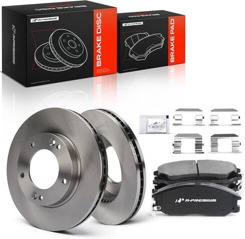 A-Premium 11.81 inch (300 mm) Front Vented Disc Brake Rotors + Ceramic Pads Kit Compatible with Select Kia Models - Sorento 2007 2008 2009, 6-PC Set in Saudi Arabia