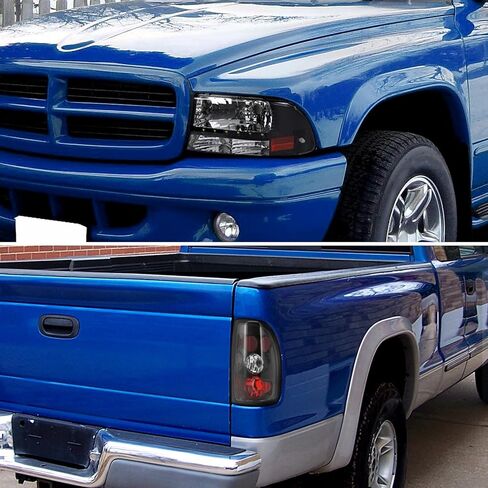 SPEC-D TUNING Led Crystal Headlights & Black Tail Brake Lamps for 1997-2004 Dodge Dakota Left + Right Pair in Kuwait