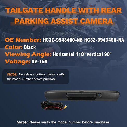 Tailgate Handle with Rear Parking Assist Camera Compatible with 2017-2022 F250 F350 F450 Super Duty Replaces HC3Z-9943400-NB HC3Z-9943400-NA (Without Release Button) in Saudi Arabia
