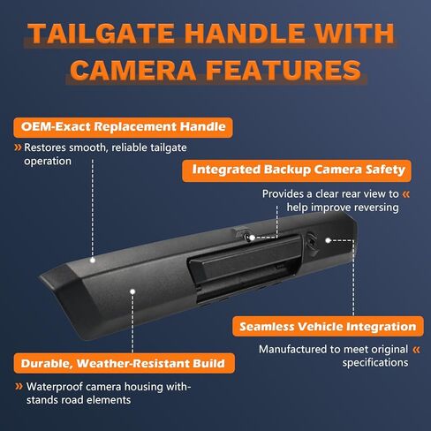 Tailgate Handle with Rear Parking Assist Camera Compatible with 2017-2022 F250 F350 F450 Super Duty Replaces HC3Z-9943400-NB HC3Z-9943400-NA (Without Release Button) in Saudi Arabia