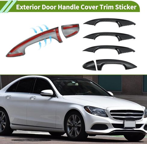 Exterior Door Handle Cover Trim Front Left Front Right Rear Left Rear Right Door Handle Cover for Mercedes-Benz C Class W205 2015-2021 in Kuwait
