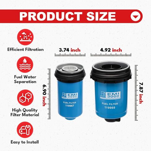 11-9967 & 11-9969 Fuel Filter Kit Spin-On Fuel Filter Compatible with Thermo King Precedent S Series S-600 S-610DE S-610M S-700 S-750i Replaces 119967 119969 in Kuwait