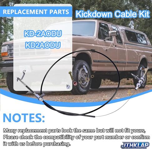 KD-2AODU Kickdown Cable Kit Compatible with Ford AOD Transmission for Bronco,E-150/E-250 Econoline,F-150/F-250 1981-1993 Replace KD-2AODU KD2AODU Black TV Cable Assembly in Saudi Arabia