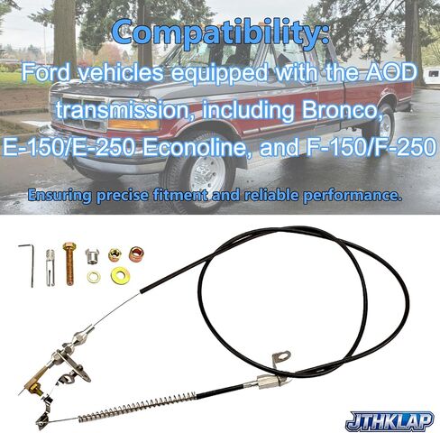 KD-2AODU Kickdown Cable Kit Compatible with Ford AOD Transmission for Bronco,E-150/E-250 Econoline,F-150/F-250 1981-1993 Replace KD-2AODU KD2AODU Black TV Cable Assembly in Saudi Arabia