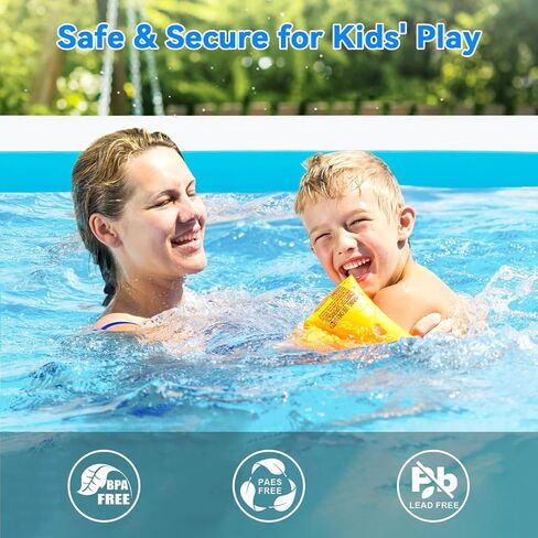 Extra Large Inflatable Pool for Adults 120"x85"x26" – Blow Up Pool with Seats & Backrest, Fits 10 Adults, Air Pump Included, Heavy Duty Above Ground Family Swimming Pool, Inflatable Pool for Backyard in Saudi Arabia