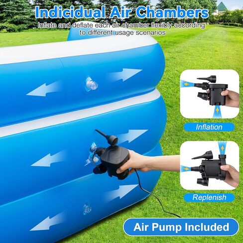 Extra Large Inflatable Pool for Adults 120"x85"x26" – Blow Up Pool with Seats & Backrest, Fits 10 Adults, Air Pump Included, Heavy Duty Above Ground Family Swimming Pool, Inflatable Pool for Backyard in Saudi Arabia