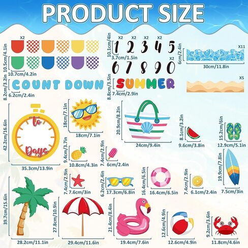 Countdown to Summer Bulletin Board Set Beach Bulletin Board Decorations End of The Year Paper Cutouts Summer Tropical Cut-Outs for School Classroom Office Chalkboard Wall Door in Saudi Arabia
