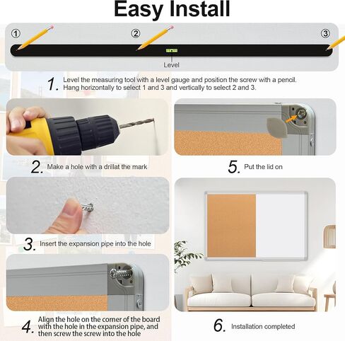 Cork Board White Board Combo, 36" X 24" Magnetic Whiteboard Bulletin Combination Board, Aluminum Frame Vision Board with Dry Erase Markers, Magnets, Eraser and Push Pins for Office, Home & School in Saudi Arabia