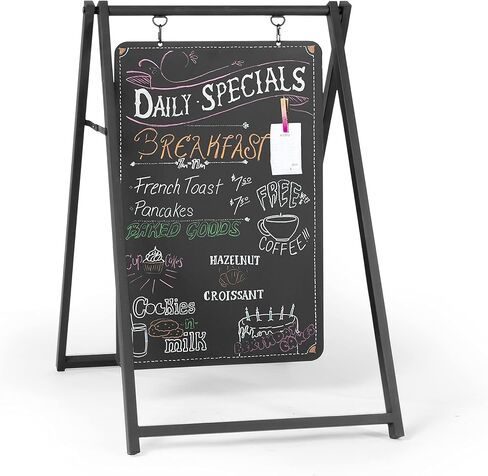 Ilyapa Modern Metal Double Sided Swinging Chalkboard Sidewalk Sign - 24 X 38 inch Magnetic Alternative Menu Board Sandwich Board Message A Frame Sign in Kuwait