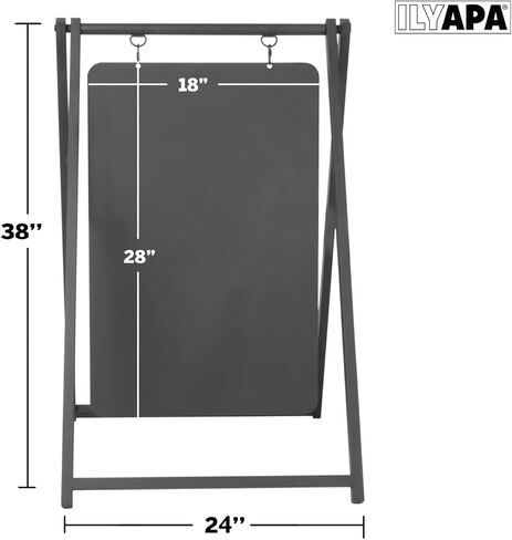 Ilyapa Modern Metal Double Sided Swinging Chalkboard Sidewalk Sign - 24 X 38 inch Magnetic Alternative Menu Board Sandwich Board Message A Frame Sign in Kuwait