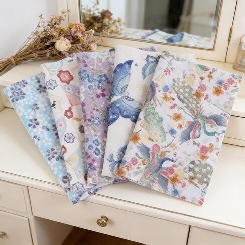 5-Pack Pastel Butterfly & Peacock Fabric Squares,Assorted Precut Cotton Fabric Bundles,Light Blue Purple Floral Bird Pattern Craft Fabric for Sewing,Patchwork,Quilting & DIY Crafts (7.87x9.84 Inches) in Kuwait